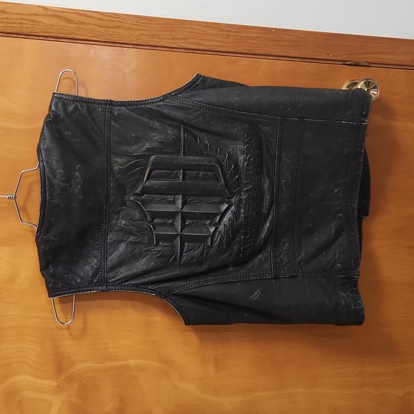 Harley-Davidson Black Leather Vest, Large - Picture 2 of 5